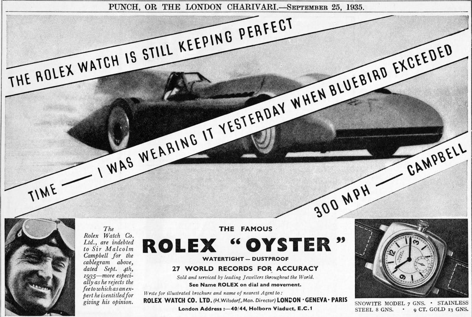 Malcolm Campbell Speed Record Rolex 1935