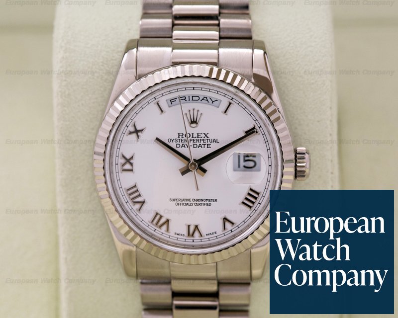 Rolex Day Date President White Roman 18K White Gold