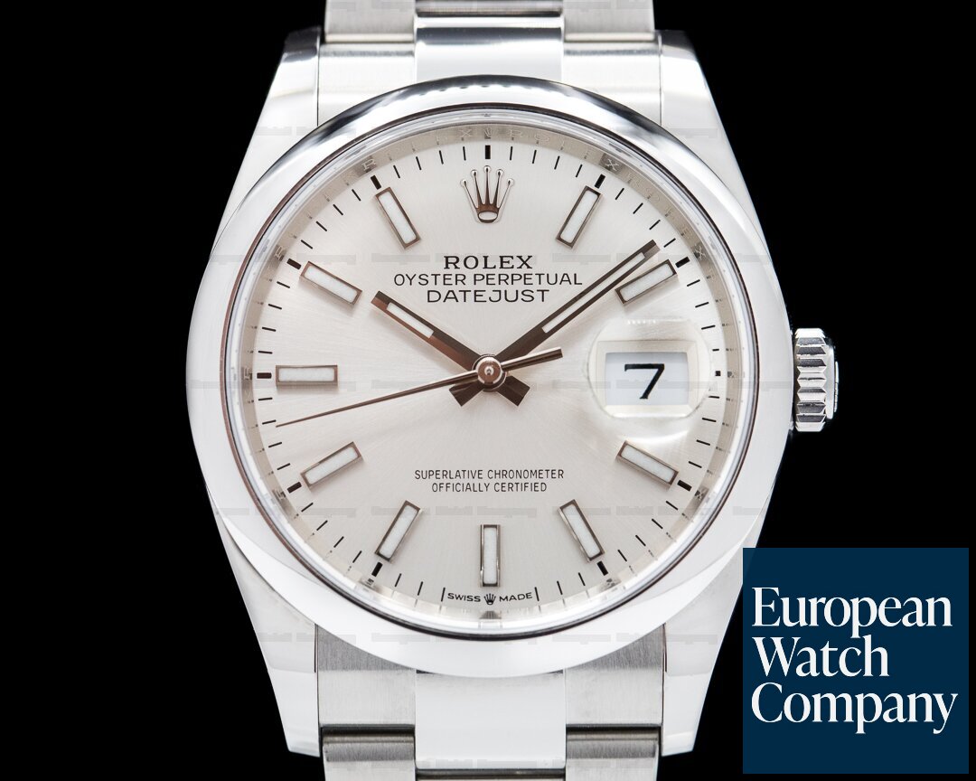 Rolex Datejus 36t Silver Stick Dial / Oyster Bracelet