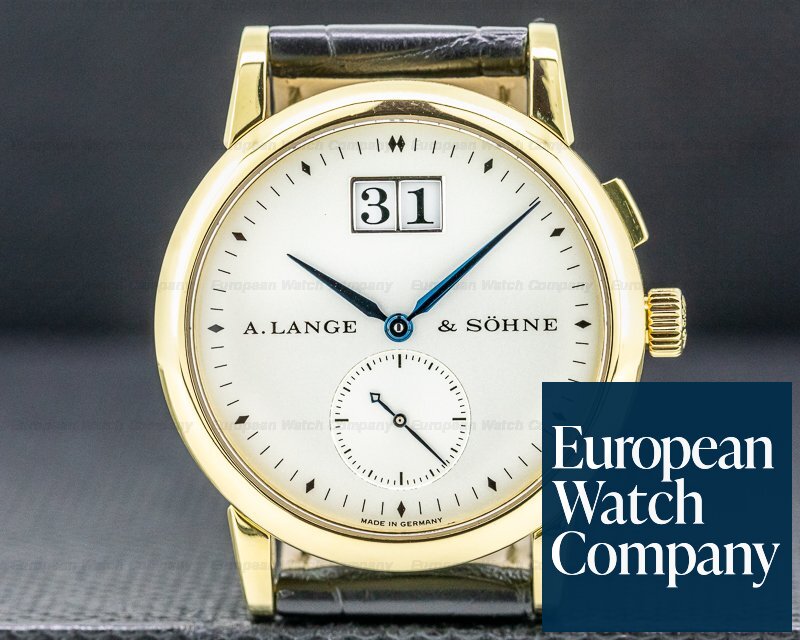 A. Lange and Sohne Saxonia Manual Wind 18K Yellow Gold BLUE HANDS Ref. 105.022