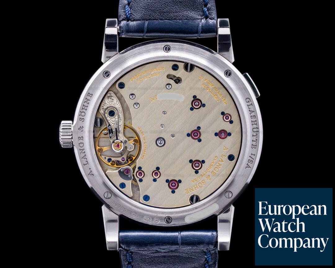 A. Lange and Sohne Lange 1 191.028 Blue Dial 18k White Gold DISCONTINUED RARE Ref. 191.028
