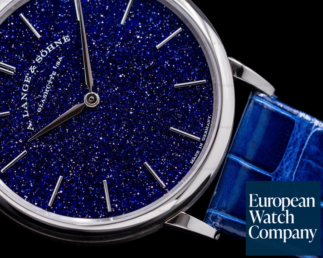 A. Lange and Sohne Saxonia 205.086 Thin Manual Wind Blue Gold-Flux Dial Ref. 205.086
