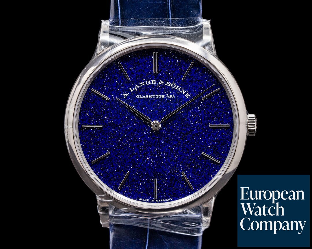 A. Lange and Sohne Saxonia Thin Manual Wind Blue Gold-Flux Dial UNWORN Ref. 205.086
