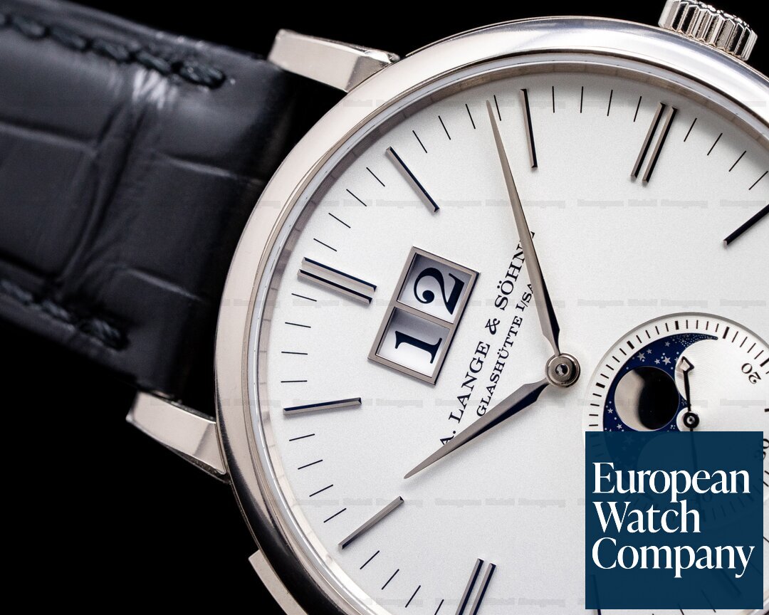 A. Lange and Sohne Saxonia Moon Phase 384.026 Automatik 18K White Gold / Silver Dial UNWORN Ref. 384.026