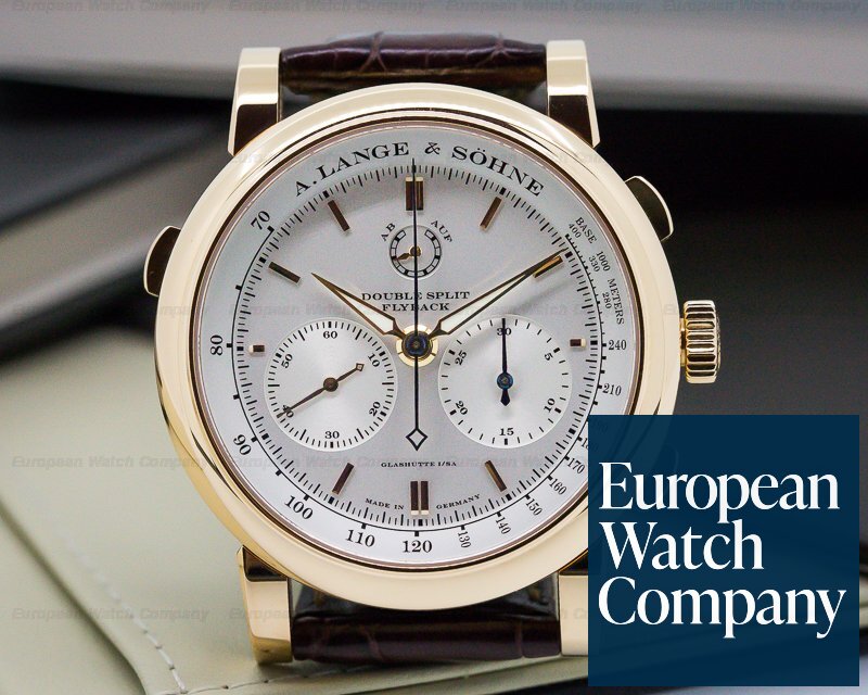 A. Lange and Sohne Double Split Silver Dial Rose Gold UNWORN Ref. 404.032