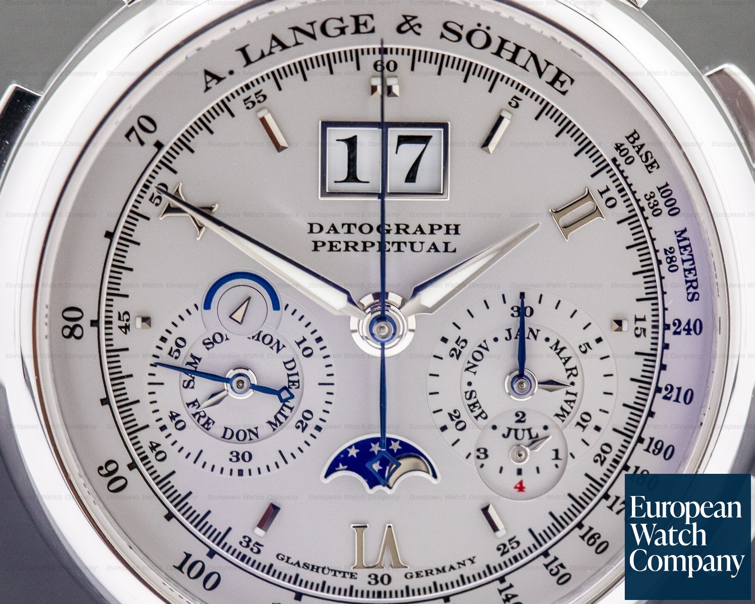 A. Lange and Sohne Datograph Perpetual Calendar Chronograph Platinum Ref. 410.025