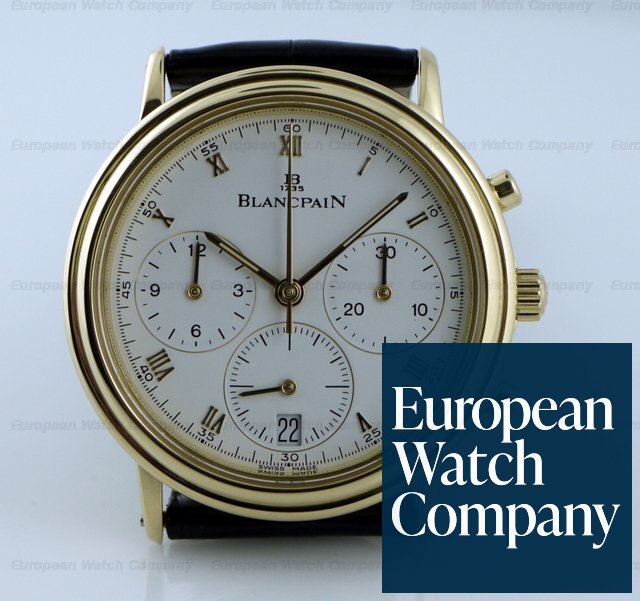 Blancpain 1185-1418-55 Villeret Chronograph 18K Yellow Gold White Dial 34MM

