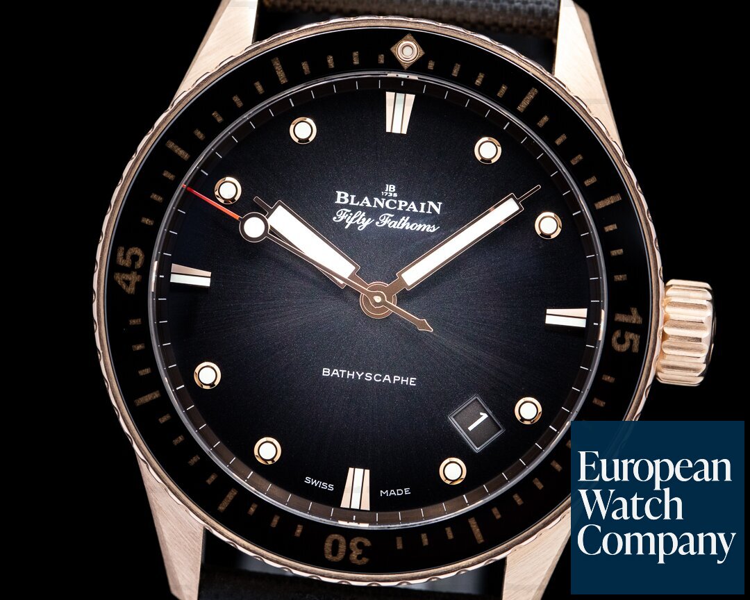 Blancpain Fifty Fathoms Bathyscaphe 18k Rose Gold Black Dial Ref. 5000-36S30-B52A