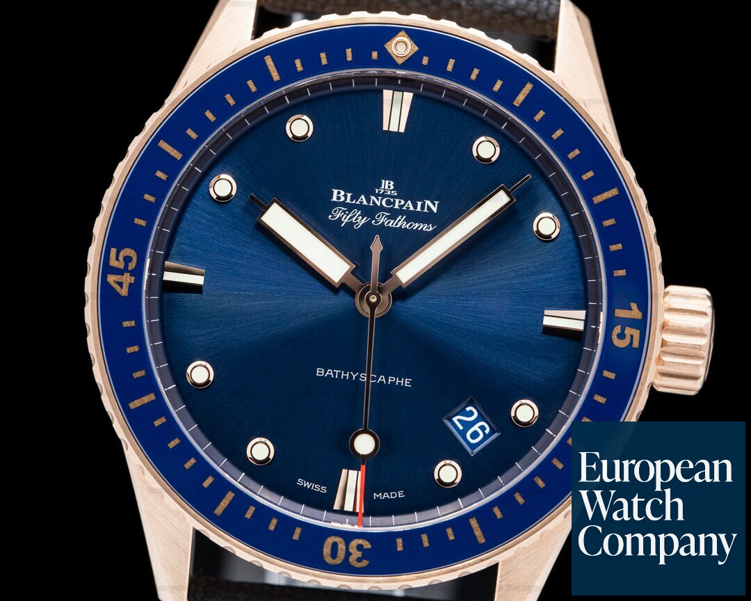 Blancpain Fifty Fathoms Bathyscaphe 18k Rose Gold Blue Dial 2022 Ref. 5000-36S40-O52A