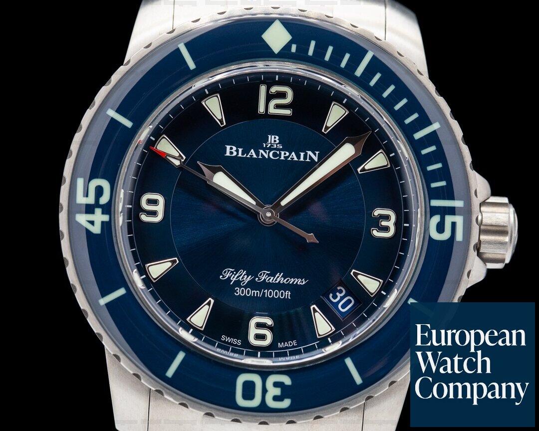 Blancpain Fifty Fathoms / Blue Dial Titanium Bracelet with Sail cloth 2021 Ref. 5015-12B40-98B