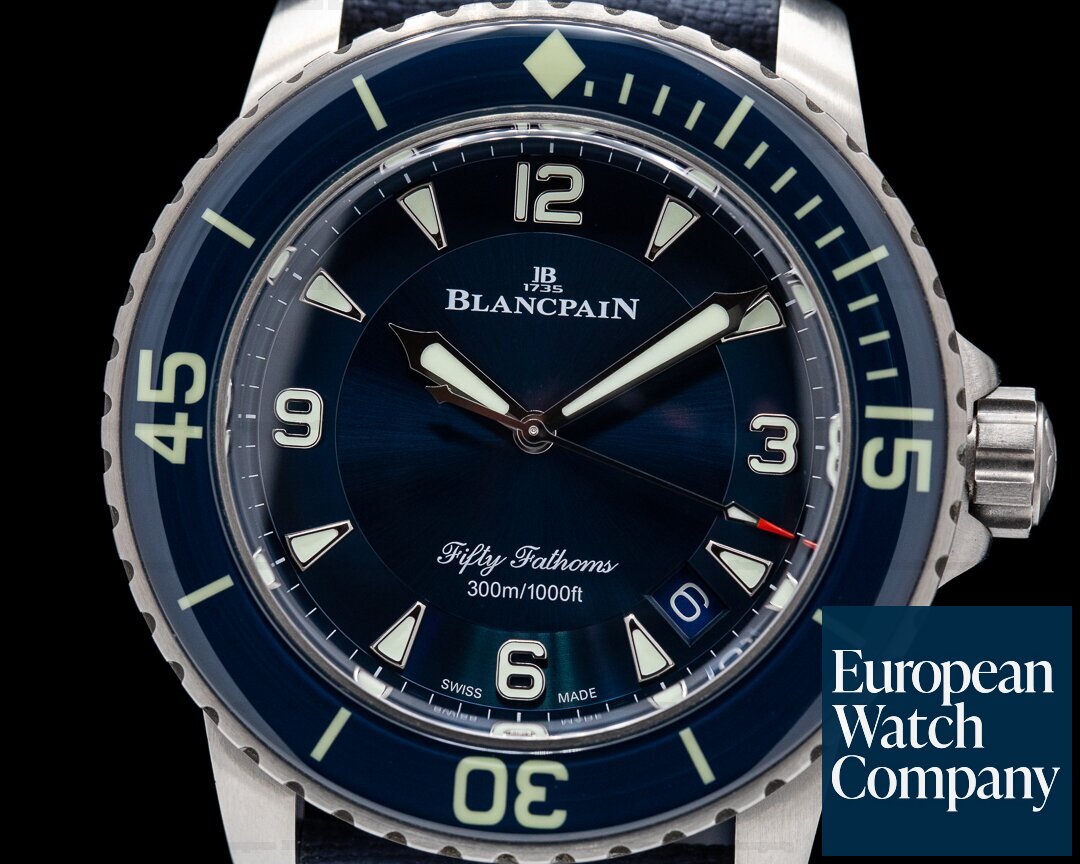 Blancpain Fifty Fathoms / Blue Dial Titanium case with Sail cloth 2022 Ref. 5015-12B40-O52A