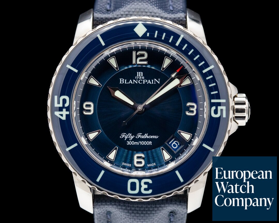 Blancpain 5015-1540-52 Fifty Fathoms White Gold / Blue Dial LIMITED