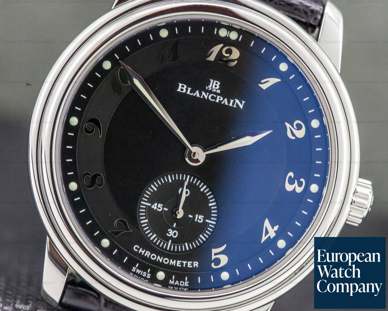 Blancpain Ultra Thin Black Manual Wind Chronometer SS Ref. 7002-1130-55
