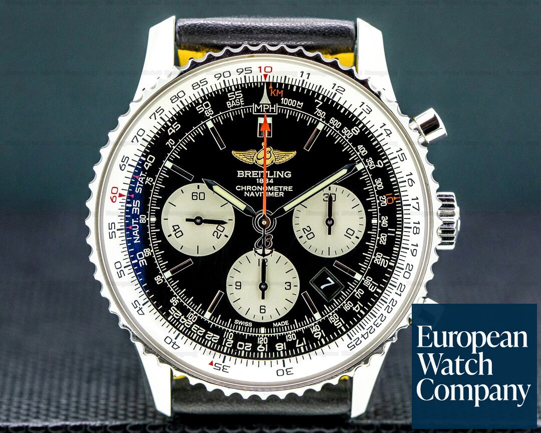 Breitling Navitimer 01 Chronograph Black Dial Leather Strap/Tang Buckle Ref. AB012012/BB01