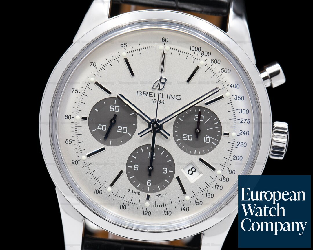 Breitling Transocean Chronograph SS/Strap Silver Dial Ref. AB015212/G724