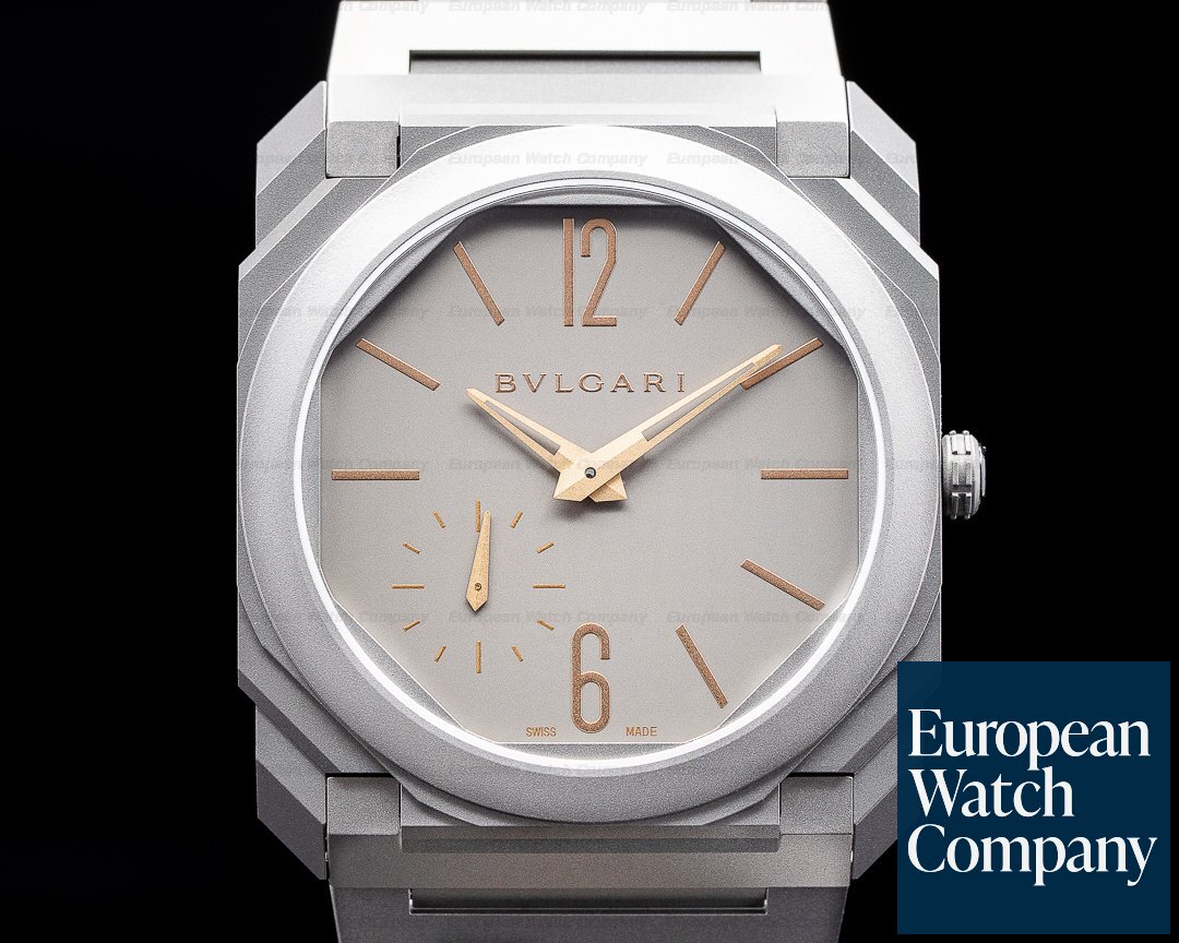 Bulgari 103137 Octo Finissimo Automatic Titanium Index Hands Rose Gold  (36917) | European Watch Co.