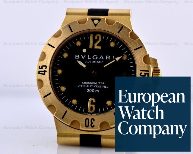 Bulgari Diagano Professional Acqua Automatic Black Dial 18K Yellow Gold 38MM Ref. SD38G 