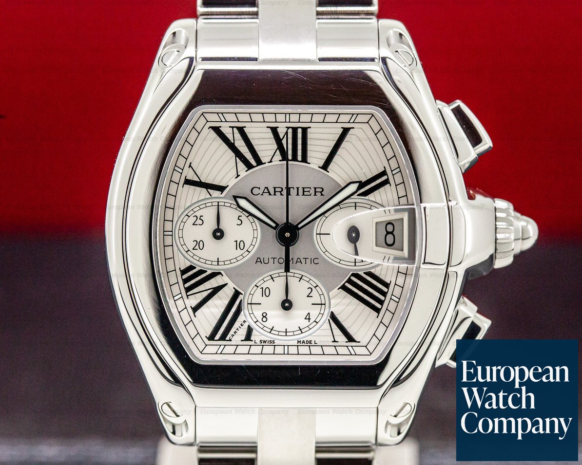 Cartier Roadster Chronograph XL Silver Dial SS / SS Ref. W62019X6 