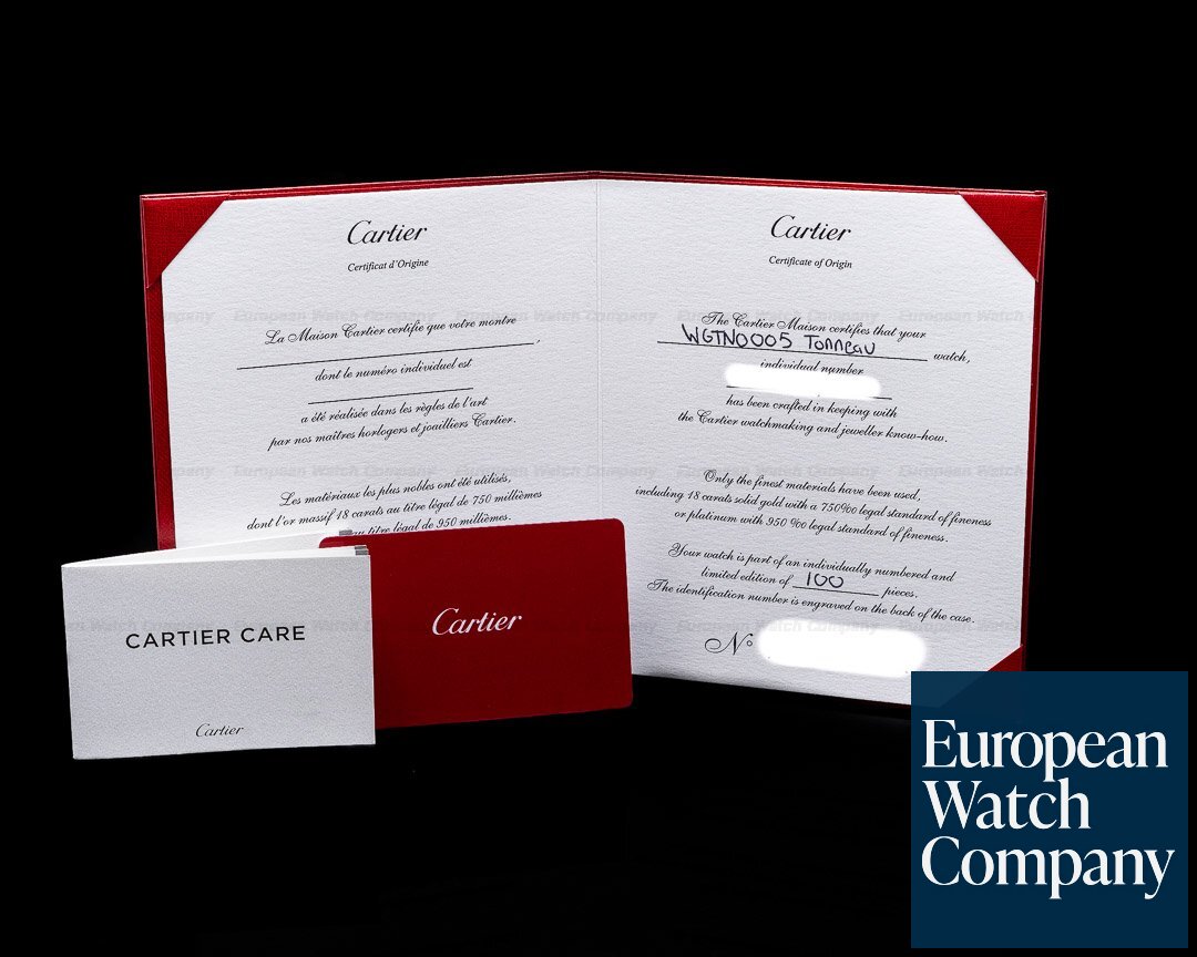 Cartier Platinum WGTN0005 Tonneau Re-Edition Platinum LIMITED Ref. WGTN0005