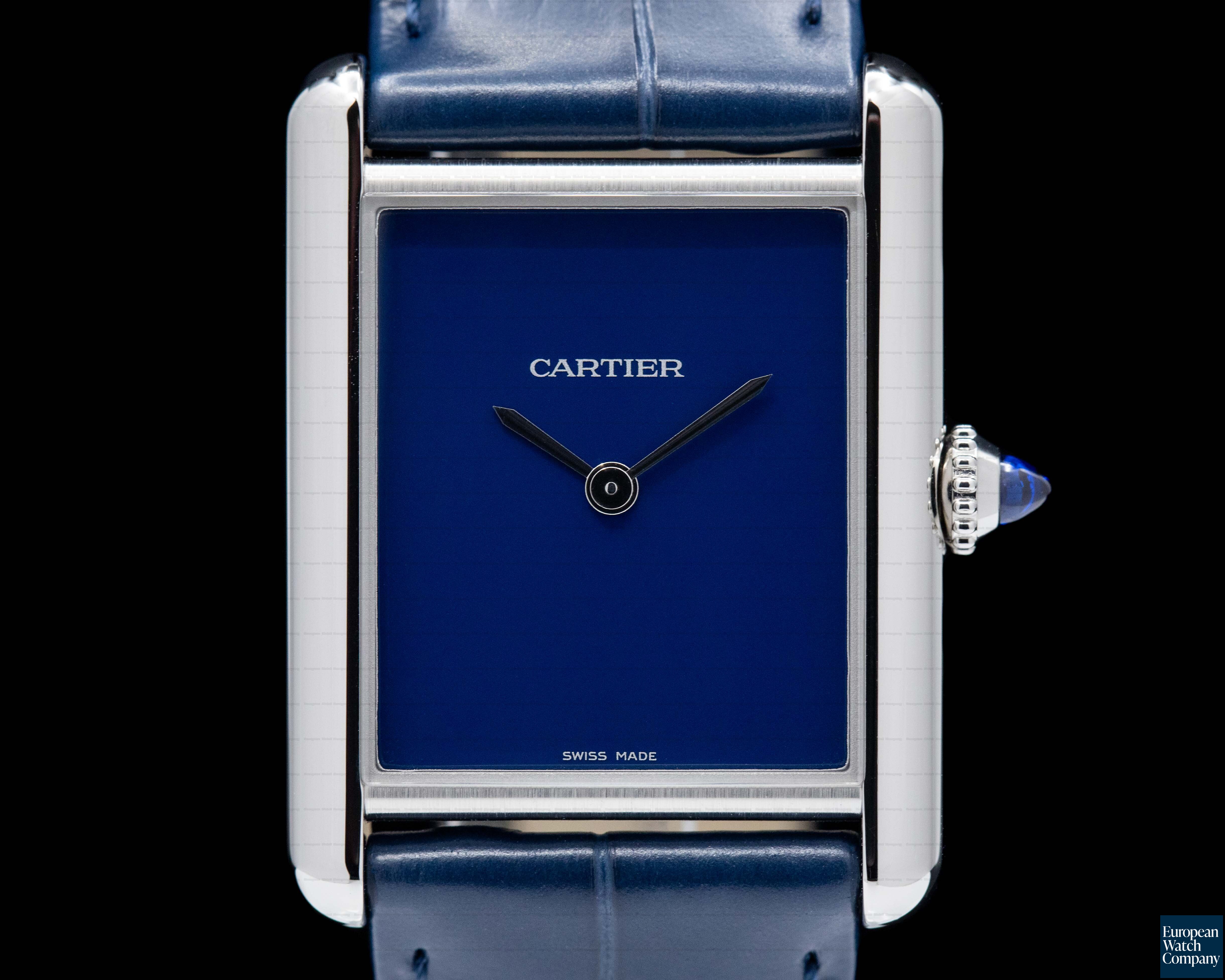 Cartier WSTA0055 Tank Must Watch SS Large BLUE UNWORN (42098