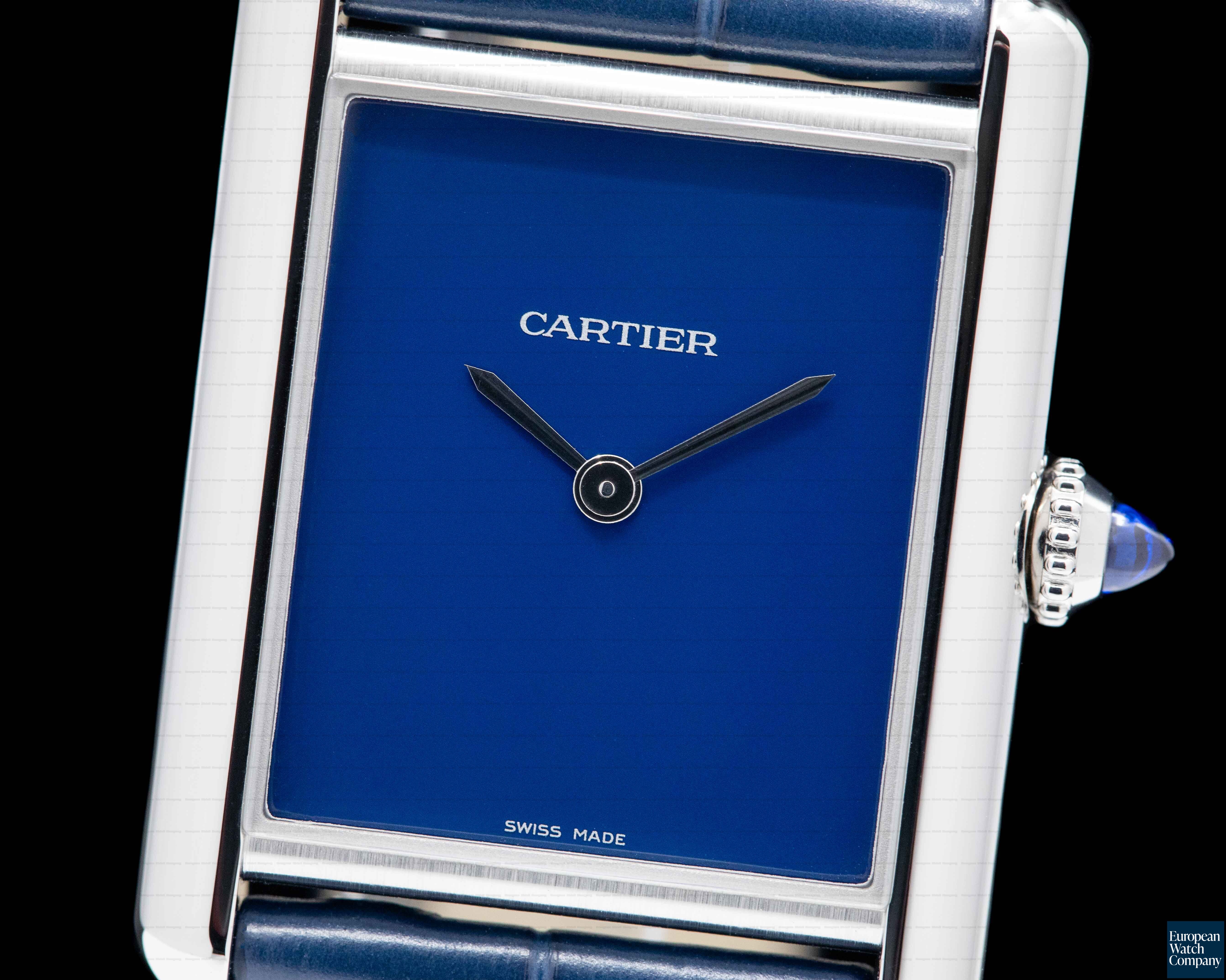 Cartier Tank Must Watch SS Large BLUE UNWORN Ref. WSTA0055