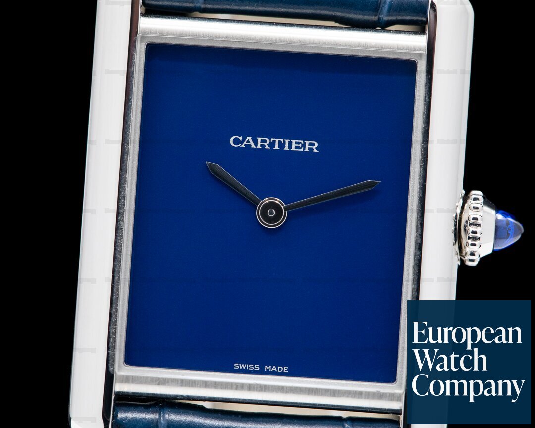 Cartier Tank Must Watch SS Large BLUE UNWORN Ref. WSTA0055