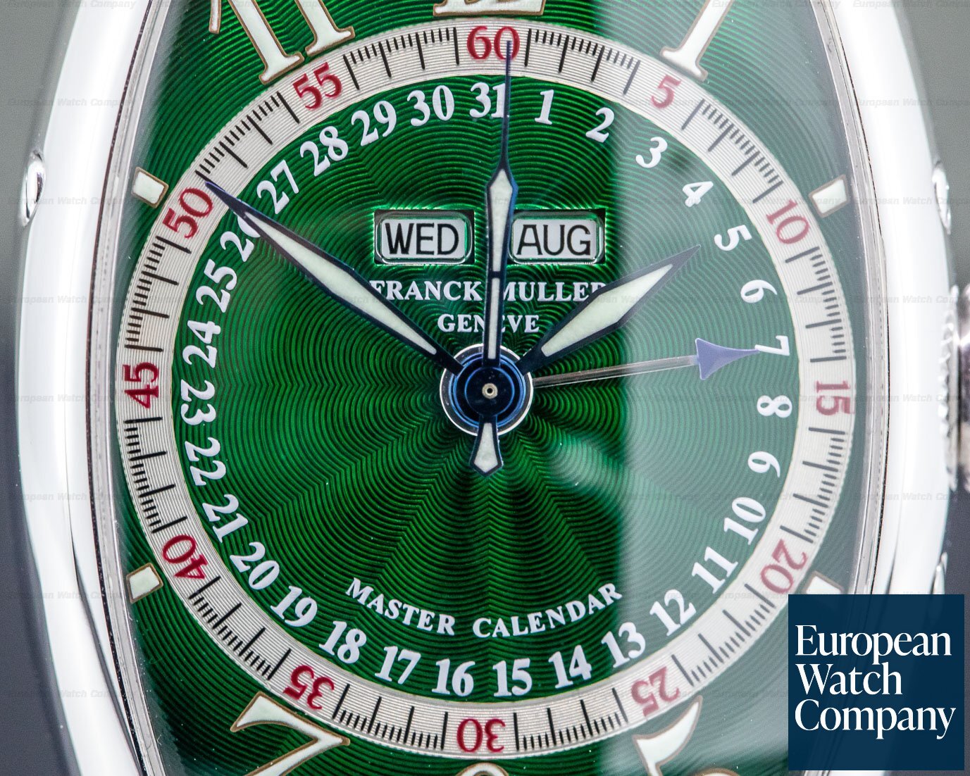 Franck Muller Cintree Curvex Master Calendar 18K White Gold /Unique Green Dial Ref. 5850 MC