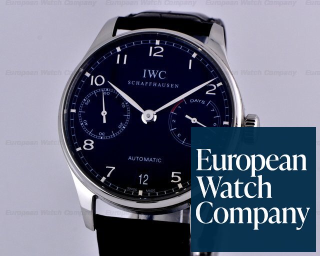 IWC 500109 Portuguese 7 Day Automatic SS Black Dial