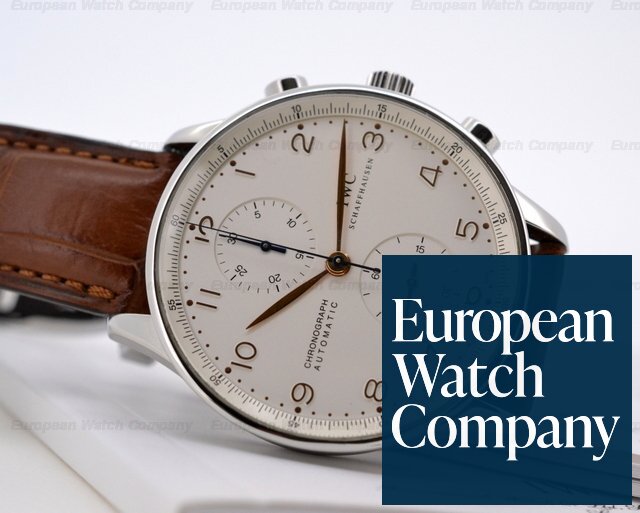 IWC IW371401 Portuguese Chronograph SS Silver Dial / Gold Numerals 