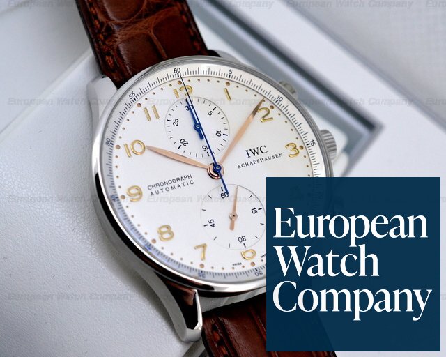 IWC IW371401 Portuguese Chronograph SS Silver Dial / Gold Numerals 