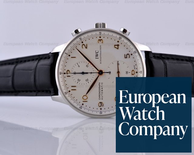 IWC Portuguese Chronograph SS White Dial Gold Numerals 40MM Ref. IW371401
