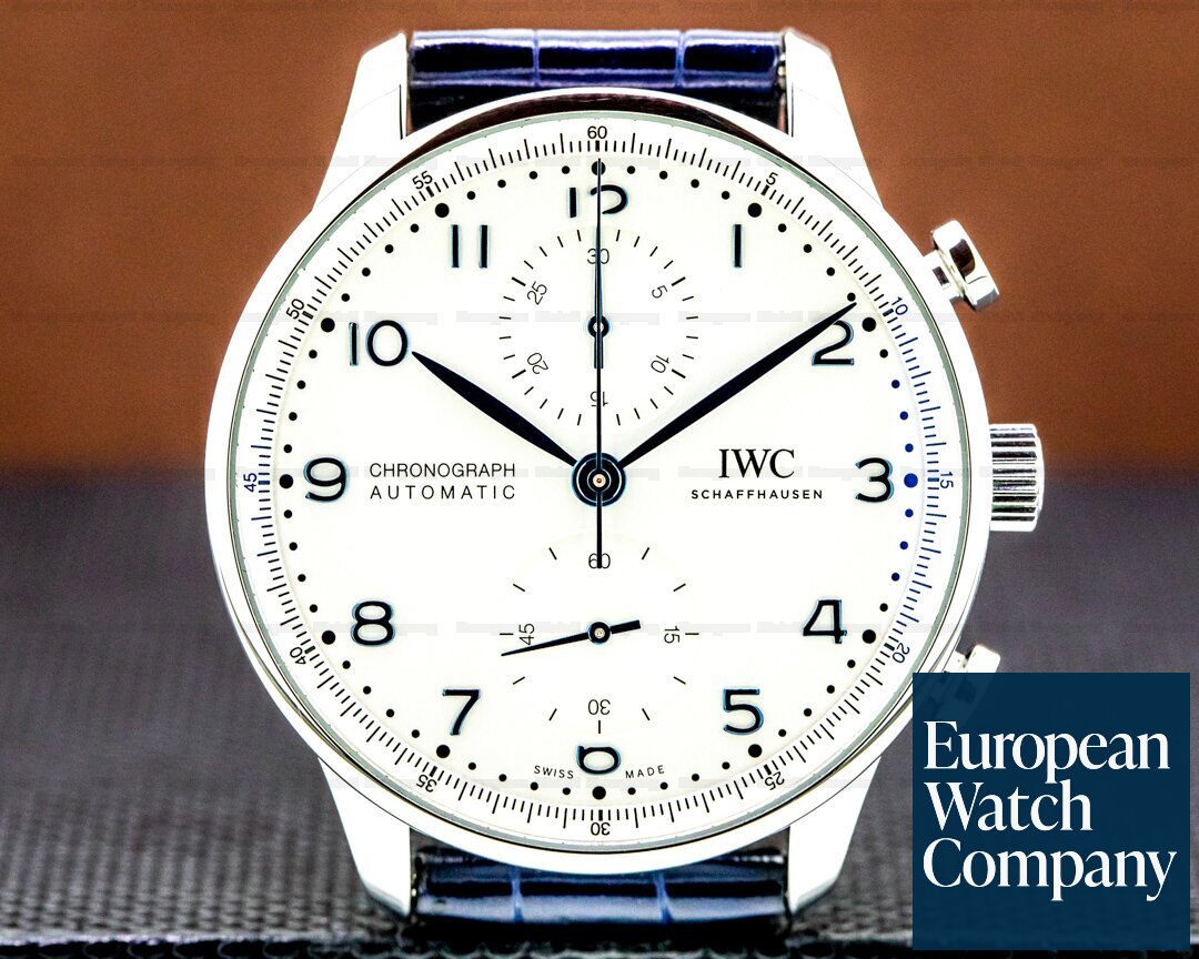 IWC IW371605 Portuguese Chronograph SS Silver Dial / Blue Numerals NEW MODEL