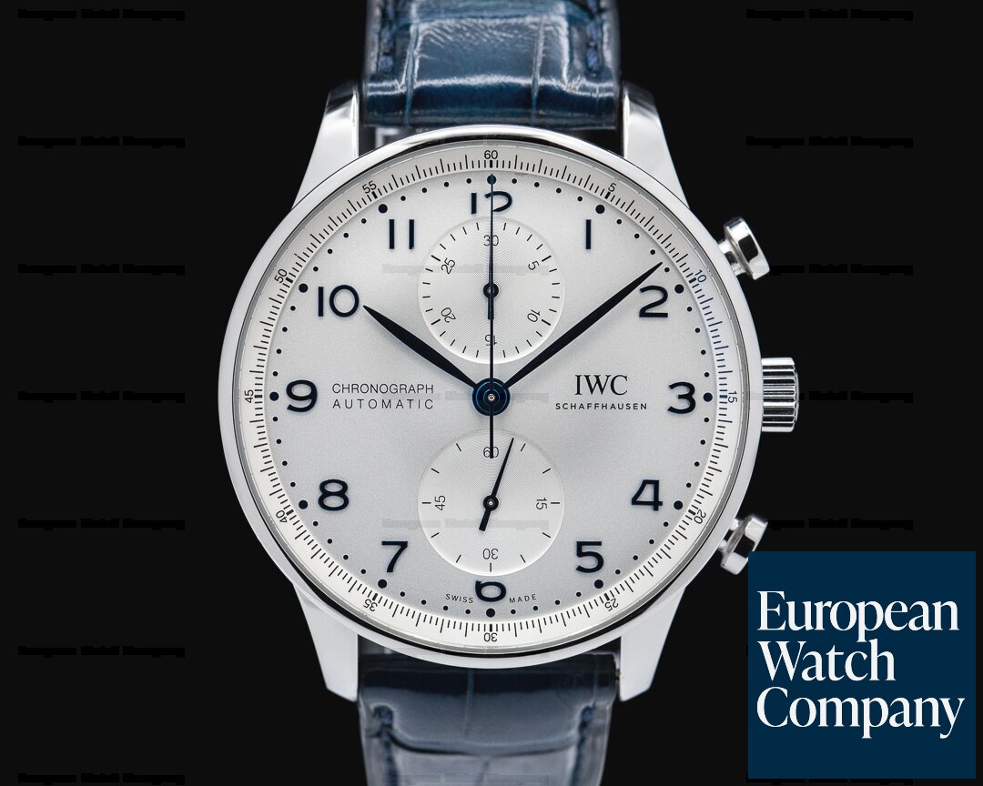 IWC IW371605 Portuguese Chronograph SS Silver Dial / Blue Numerals 