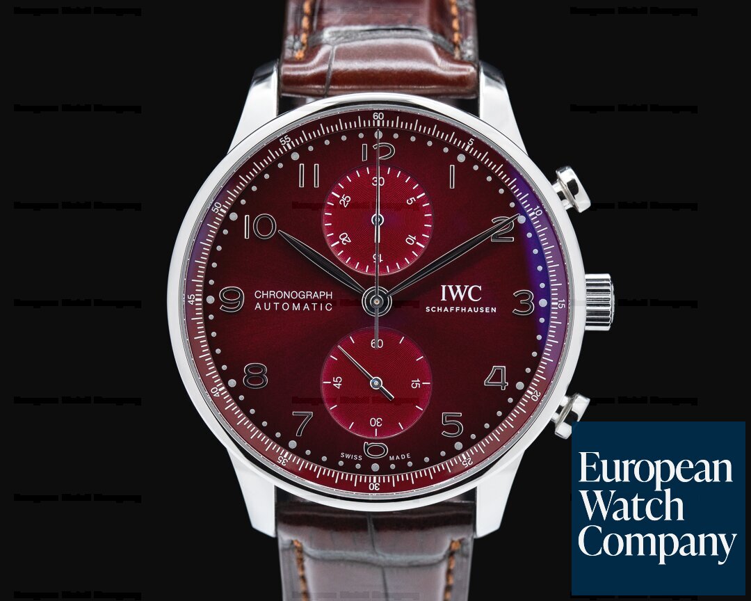IWC IW371616 Portuguese Chronograph SS Red Dial