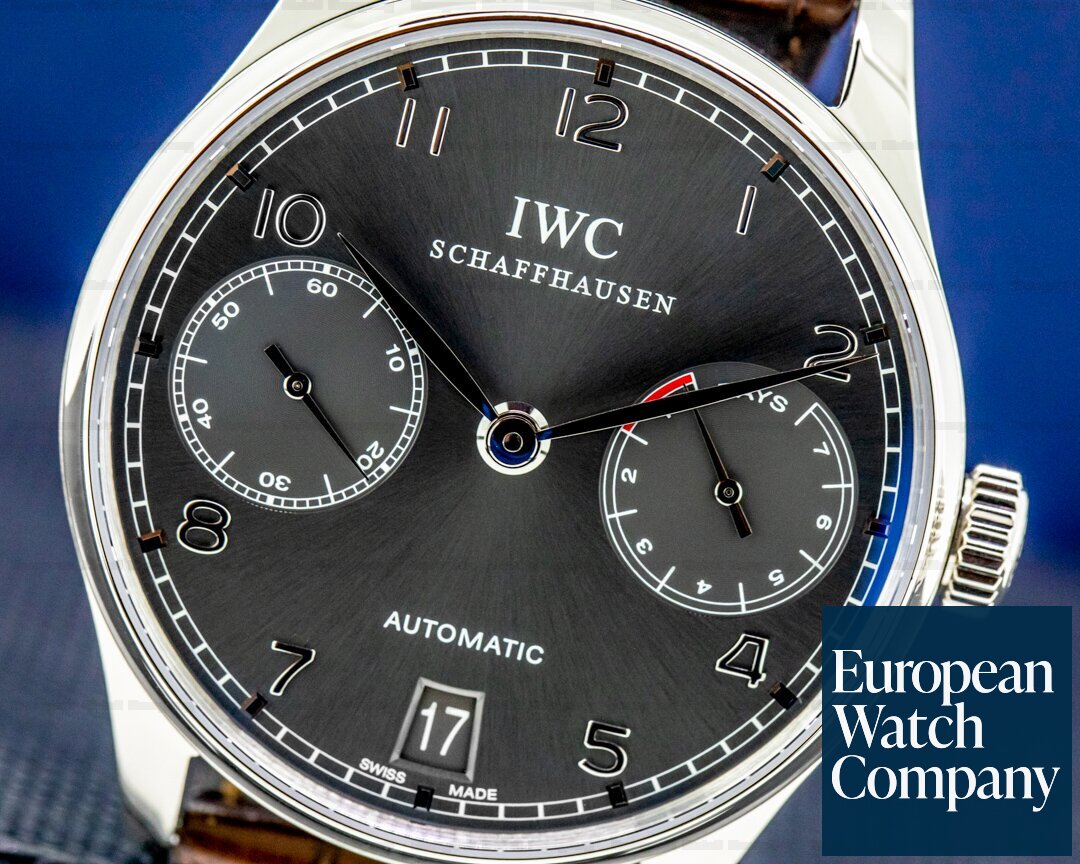 IWC Portuguese 7 Day Automatic 18K White Gold / Grey Dial FACTORY SERVICED Ref. IW500106