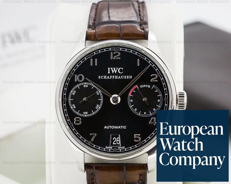 IWC IW500109 Portuguese 7 Day SS / Black Dial 
