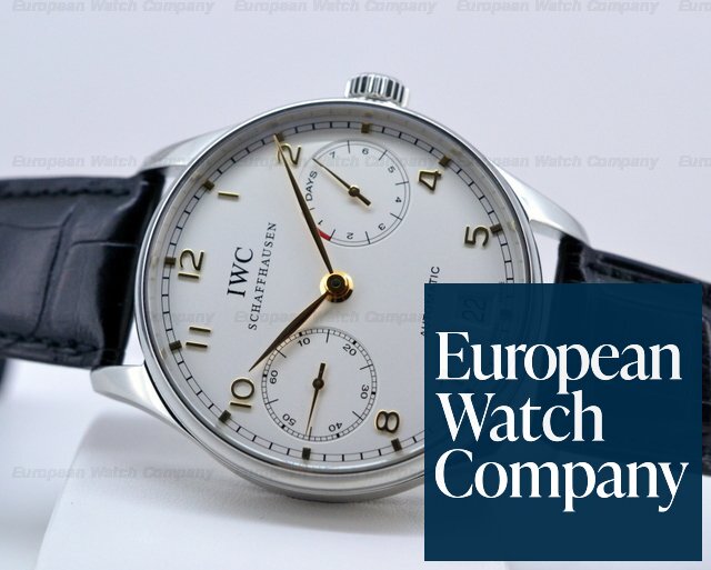 IWC IW500114 Portuguese 7 Day Automatic SS Silver Dial Rose Numerals 
