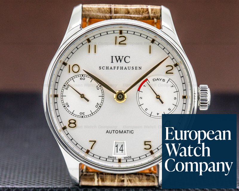 IWC Portuguese 7 Day Automatic SS Silver Dial Rose Numerals Ref. IW500114