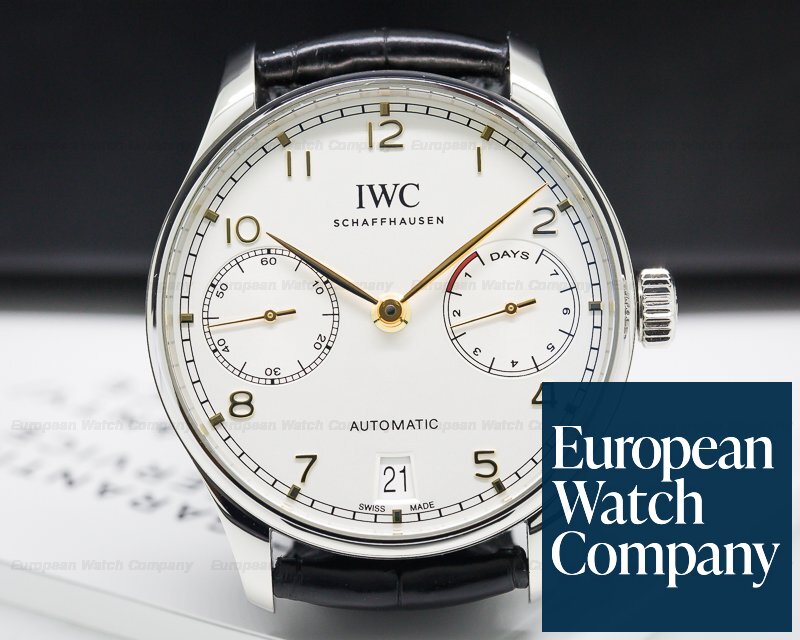 IWC Portuguese 7 Day Automatic SS Silver Dial Rose Numerals Ref. IW500704