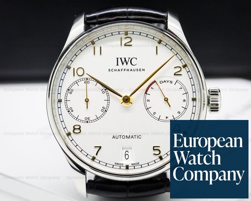 IWC Portuguese 7 Day Automatic SS Silver Dial Rose Numerals Ref. IW500704