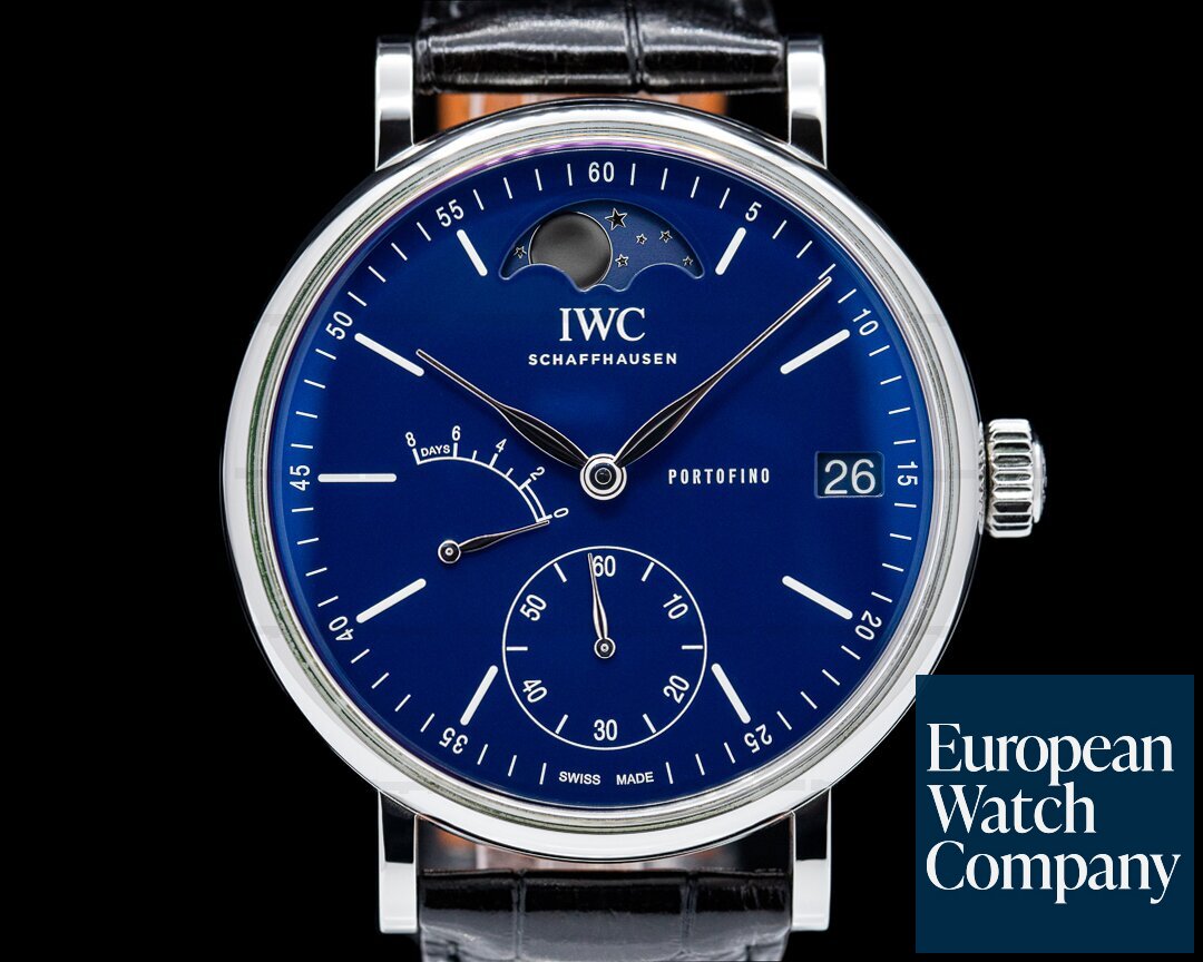 IWC Portofino Hand Wound Eight Days SS Blue Dial 150 Years LIMITED Ref. IW516405