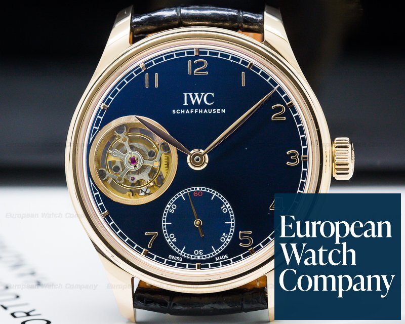 IWC Portugieser Tourbillon Hand Wound 18K Rose Gold BLUE Dial LIMITED Ref. IW546305