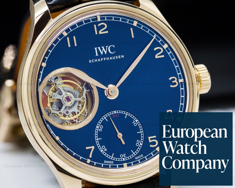 IWC Portugieser Tourbillon Hand Wound 18K Rose Gold BLUE Dial LIMITED Ref. IW546305