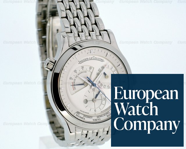 Jaeger LeCoultre 142.8.92 Master Geographic SS / SS Silver Dial 