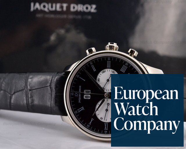 Jaquet Droz Chronograph Grande Date 18K White Gold Black Dial UNWORN Ref. J024034202