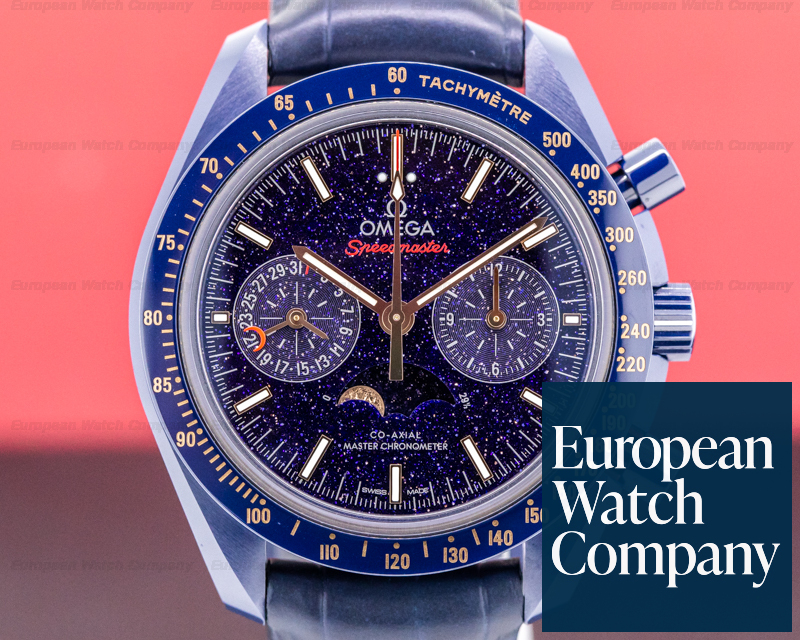 Omega Speedmaster Co-Axial Master chronometer Moonphase Chronograph Blue Side Ref. 304.93.44.52.03.002