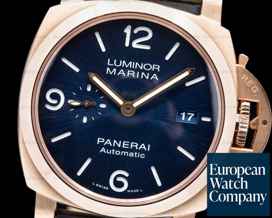 Panerai Luminor Marina Automatic / Rose Goldtech BLUE Dial Ref. PAM01112