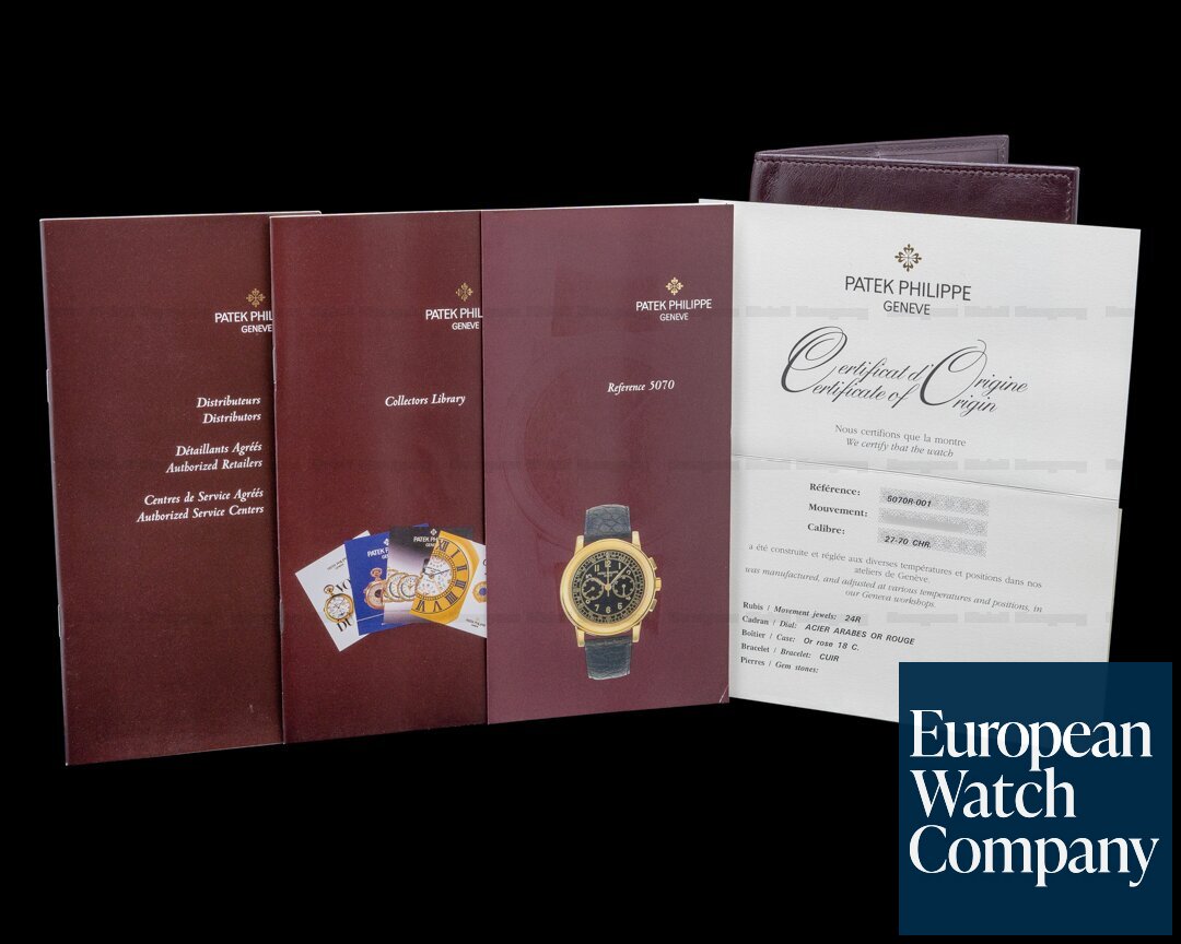 Patek Philippe 5070 Rose Gold Lemania Chronograph / Silver Dial Ref. 5070R-001