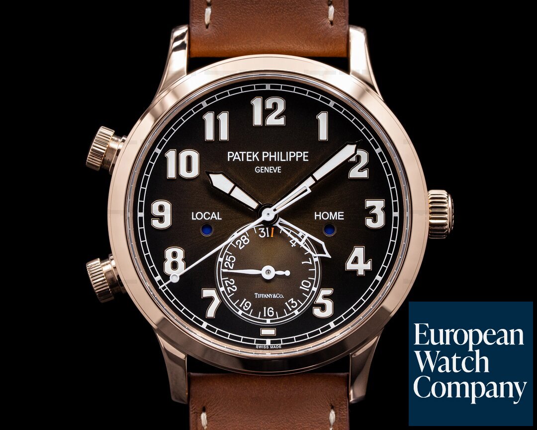 Patek Philippe 5524r 001 Calatrava 5524r Pilot Travel Time Tiffany Co 18k Rg Unworn 355 European Watch Co