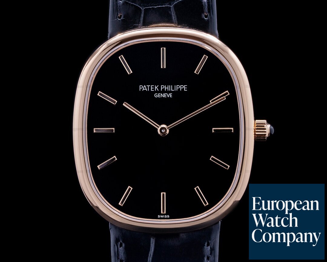 Patek Philippe Golden Ellipse 5738R Rose Gold Black Dial Ref. 5738R-001